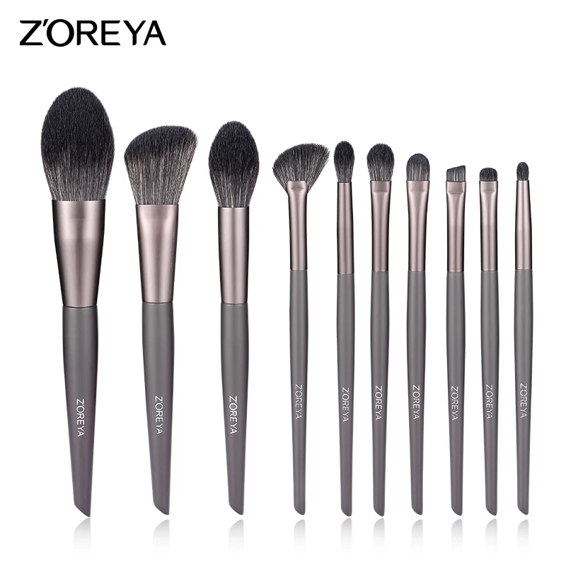 Zoreya 10pcs Makeup Brush Set Kit Soft Fiber Eye Face Makeup Brush Professional Cosmetic Tools Synthetic Hair Box Gift Eyeshadow