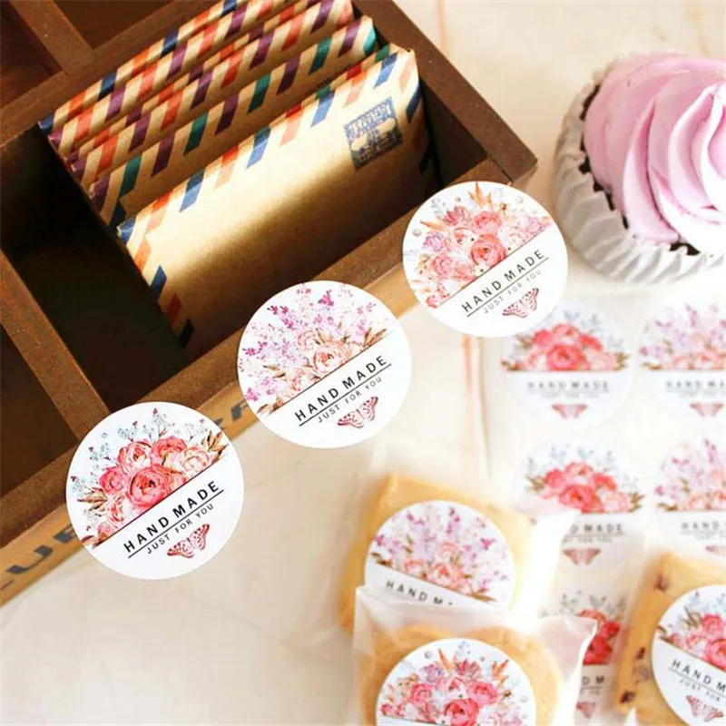 

Handmade Flower Stickers Crafts Label Gift Package Stickers new Baking packaging sealing sticker box packaging sealing sticker
