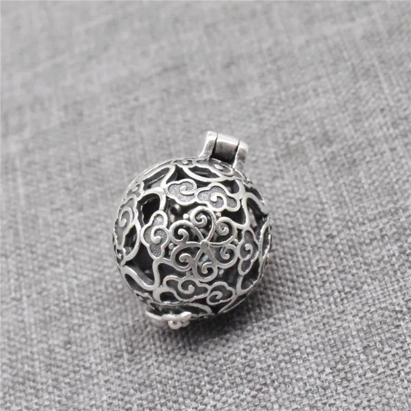 925 Sterling Silver Prayer Box Pendant with Cloud Design Wish Memory Locket for Necklace