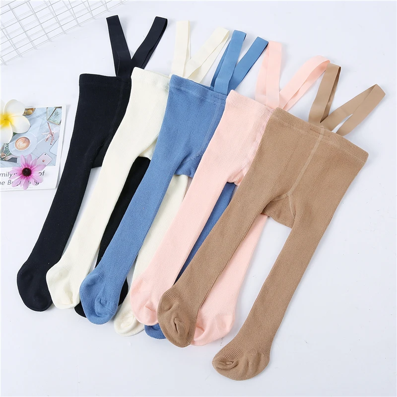 Lawadka 0-3T 2024 New Autumn Spring Tights For Girls Solid Pantyhose Casual Tights for Boys with Shoulder Strap Knitted Clothes