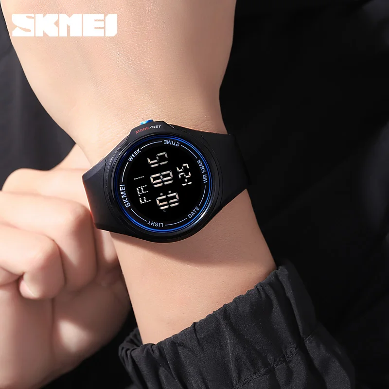 SKMEI New Digital Movement Men Watch Sport 50Bar Waterproof Countdown Chrono Led Light Display Watch Electronic Alarm Clock 1810