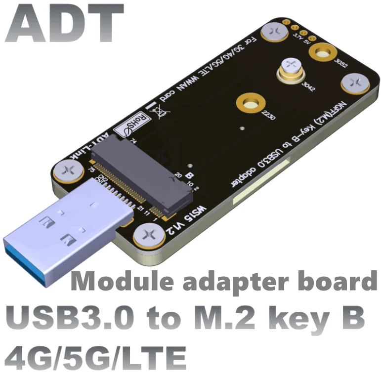 

M.2 NGFF to USB 3.0 adapter card with dual SIM card slots, support 4G/5G/LTE module, high current For WWAN module adapter test