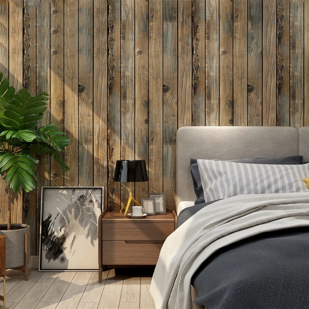 

Retro simulation wood board wood grain sticker self-adhesive imitation wood wall sticker restaurant background wallpaper