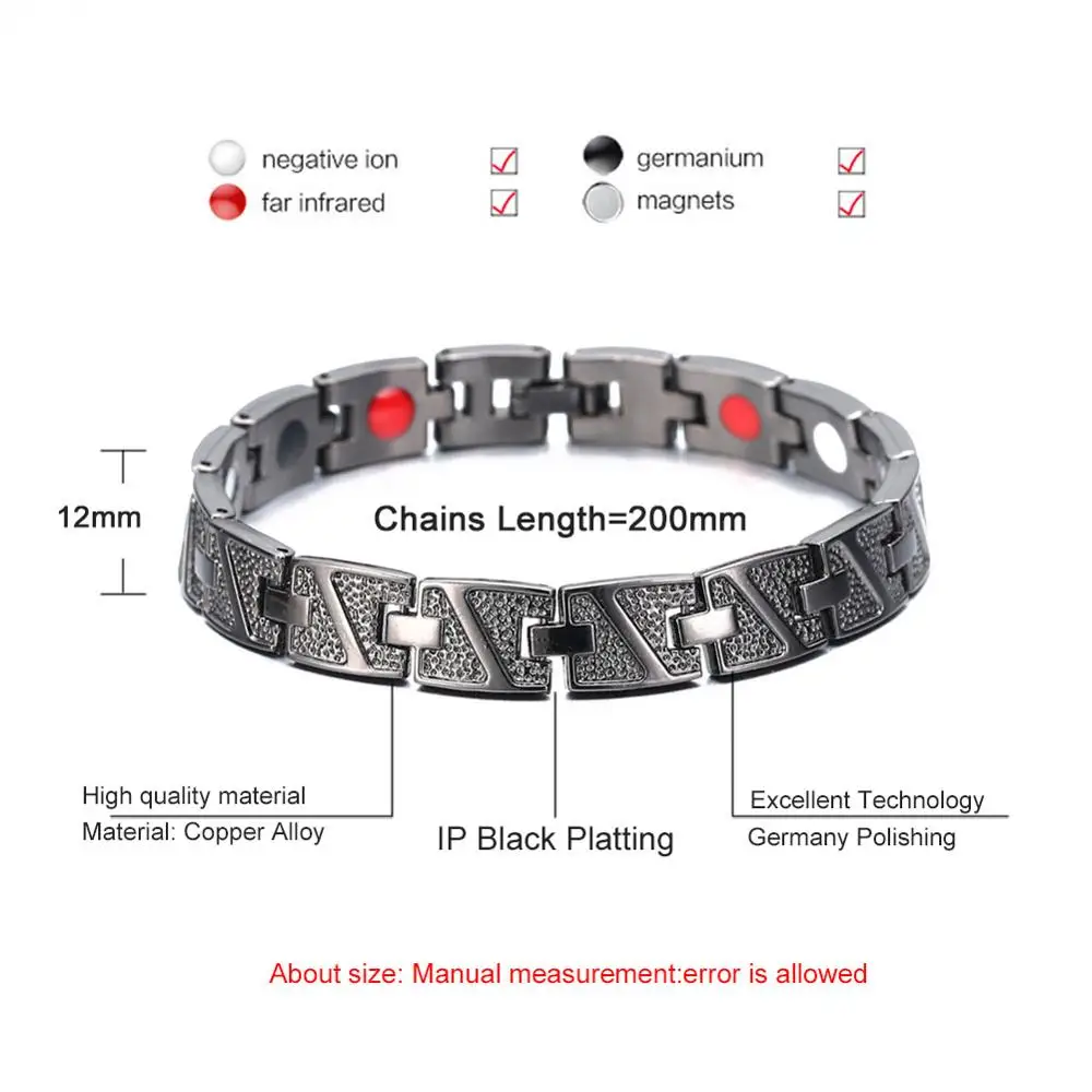 New Fashion Copper Germanium Magnetic Bracelet Men Women Bio Energy Bracelet Magnet Healthy Jewelry