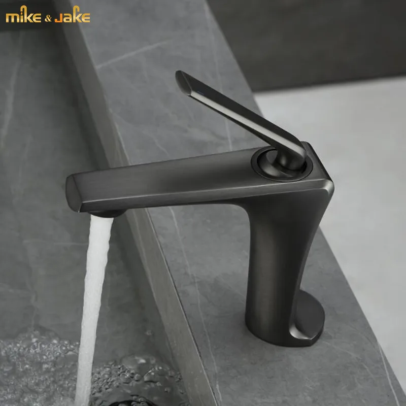 Gunmetal brass basin faucet bathroom hot and cold single handle graymetal faucet basin sink crane bathroom tap