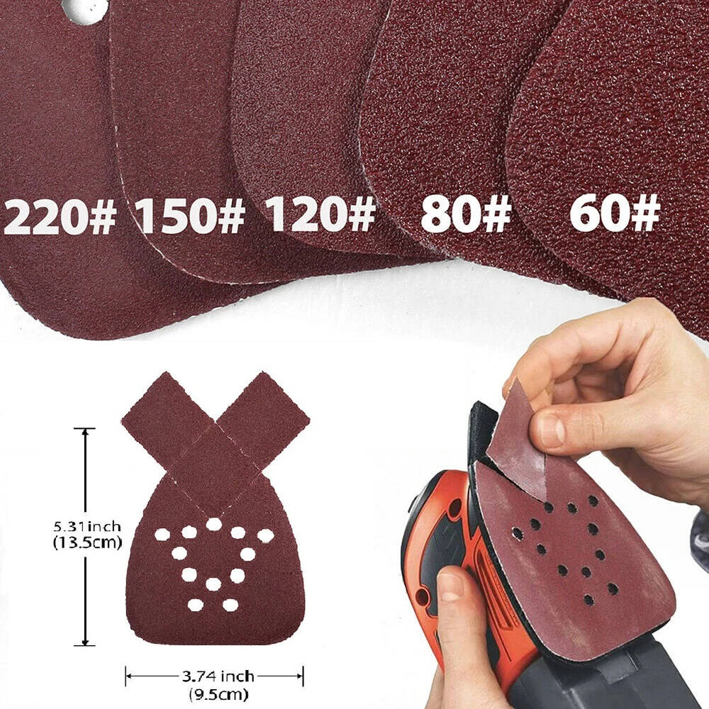 Bộ 50 Chà Nhám Tờ 12 Lỗ Cho Black & Decker Miếng Lót Chuột Ôxít Nhôm Nhám 60- 240 Cho Sơn loại Bỏ Deburring Đánh Bóng