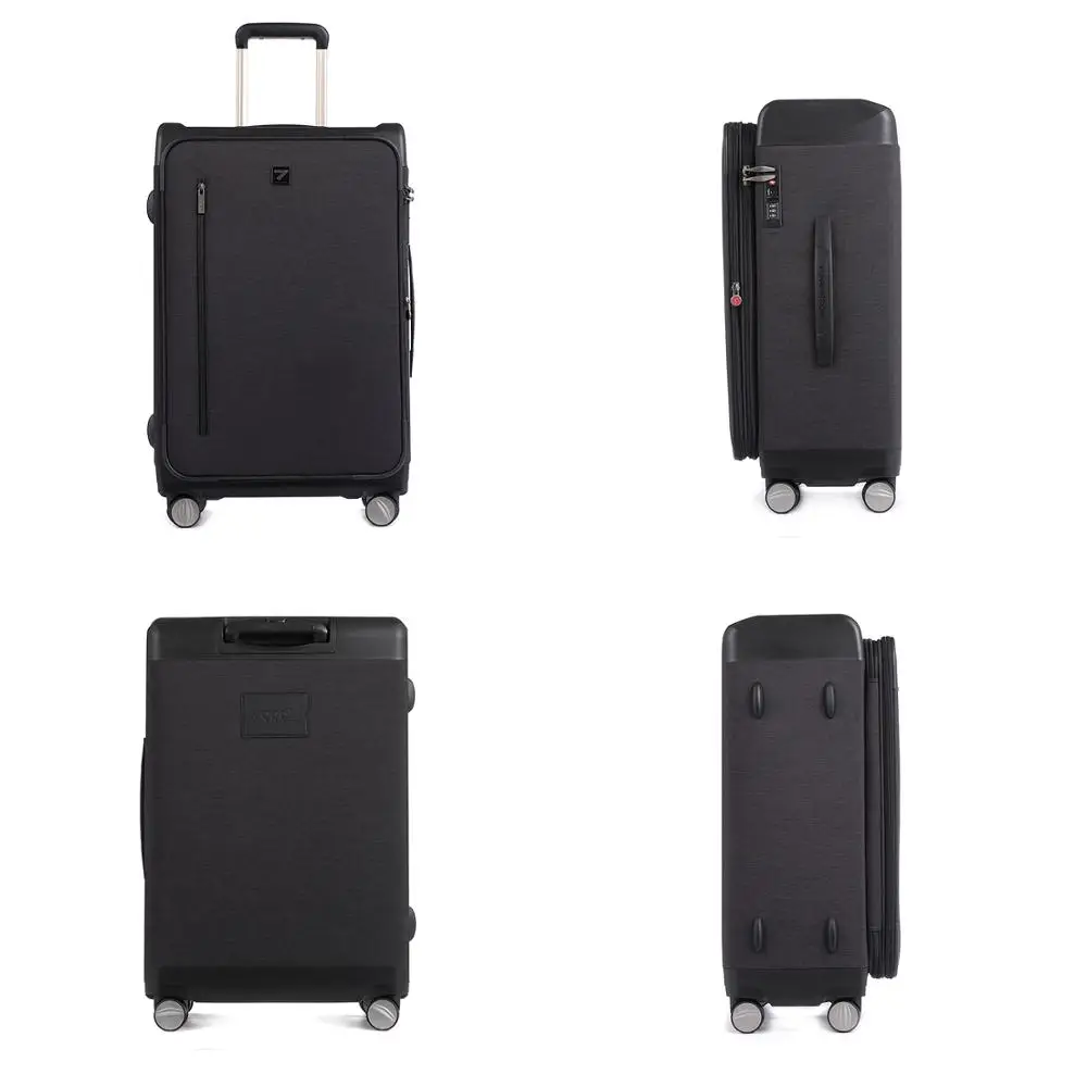 Uniwalker Newest Design Soft & Hard Shell Travel Luggage Hand Lightweight Cabin Size Kids Black Rolling Suitcase Luggage Bag