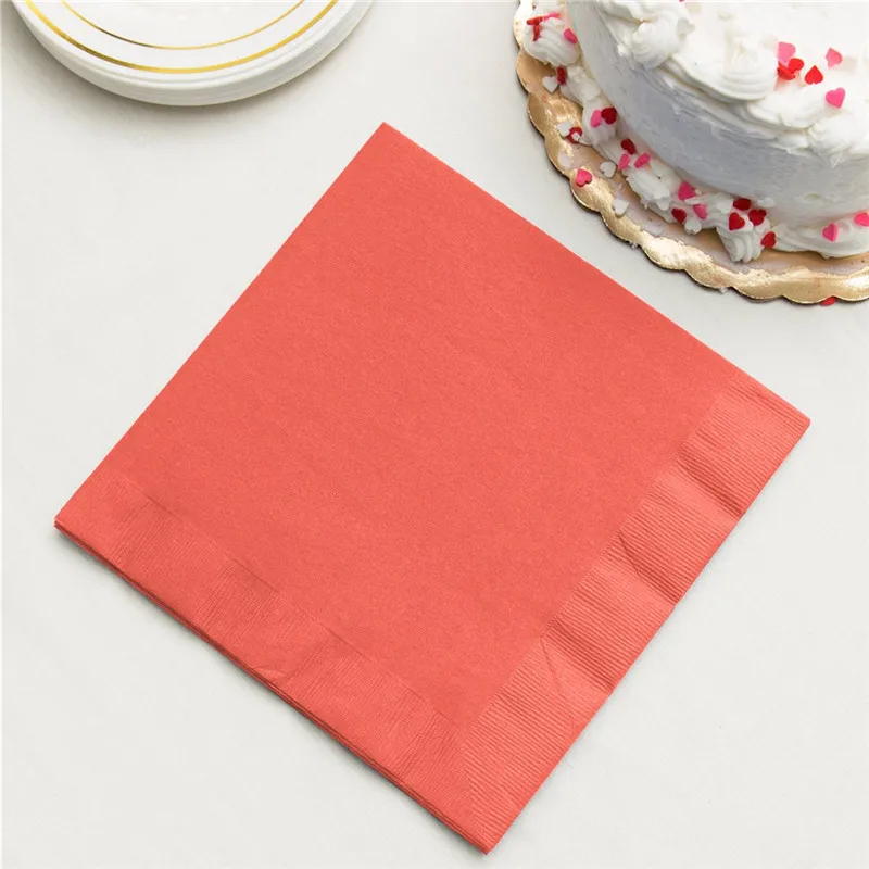 

Coral Napkins - Plain Solid Color / No Printing Package of 50 3 ply any text - Beverage Cocktail Luncheon Guest Towel Dinner