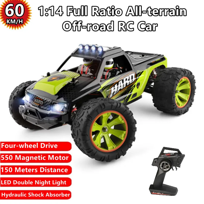 

60KM/H Desert Racing Large Remote Control Car 150M 4WD Alloy Gear Hydraulic Shock Absorber LED Double Night Light RC Car Truck