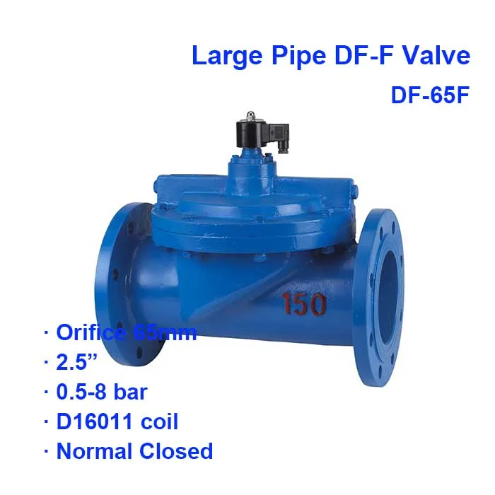 

Normally close Large Flow Caliber Flange Solenoid Valve DF-65F BSP Port G2.5" 0.5-8bar Orifice 50mm