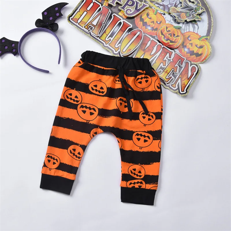 Criança abóbora bebê halloween conjunto roupas criança infantil menina menino impressão com capuz moletom up stripe pant cosplay traje