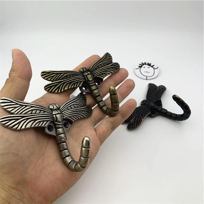 LCH Artistic Creative Dragonfly Shaped Clothes Hook Keys Holder Zinc Alloy Cabinet Pull Matt Silver Ancient Brass Finish