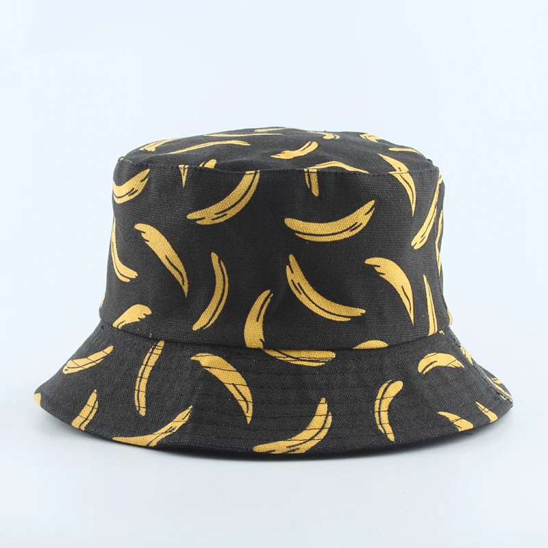 Panama Bucket Hat Men Women Summer Bucket Cap Banana Print Bob Hat Hip Hop Gorros Fishing Fisherman Hat