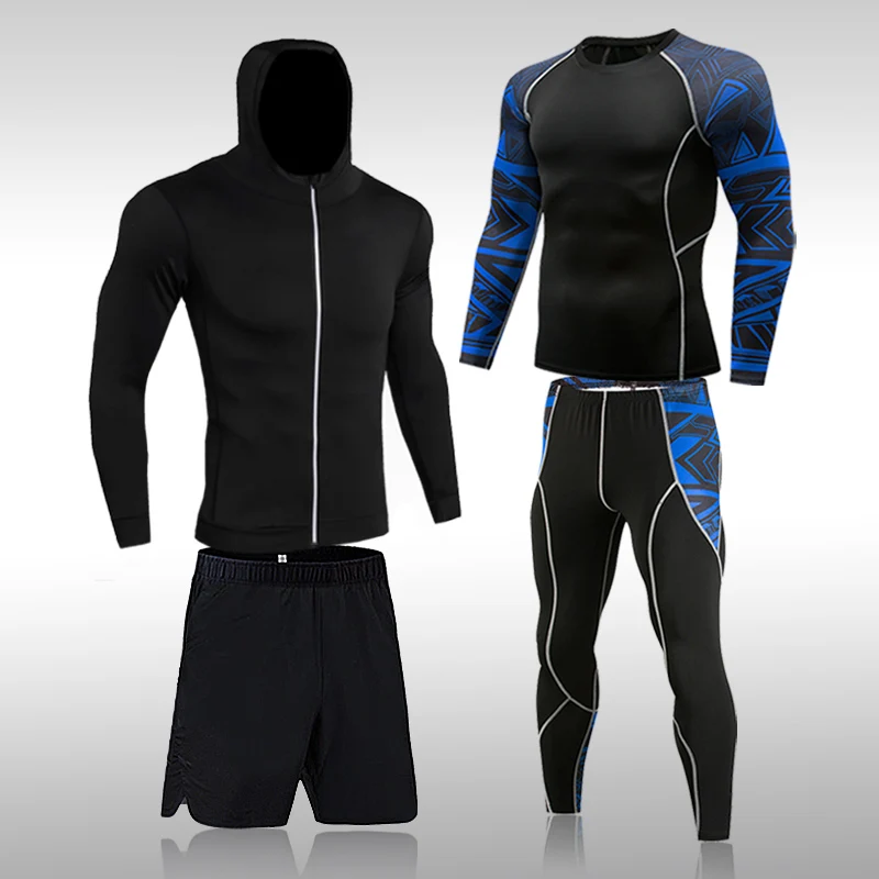 

Men's Running Set Gym Jogging Skins Sportswear Compression Fitness MMA Rashgard Male Quick-Drying Tights Tracksuit Suit For Men