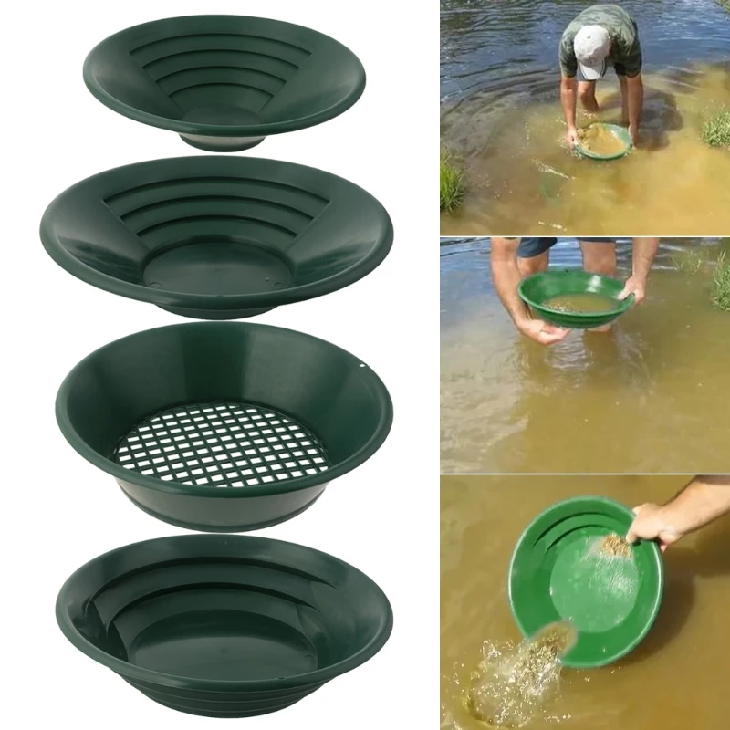 4 pcs Plastic Green Color Gold Pan Used for Mining and Sieving Pan Suitable for Gold Filtering in Rivers and Waters