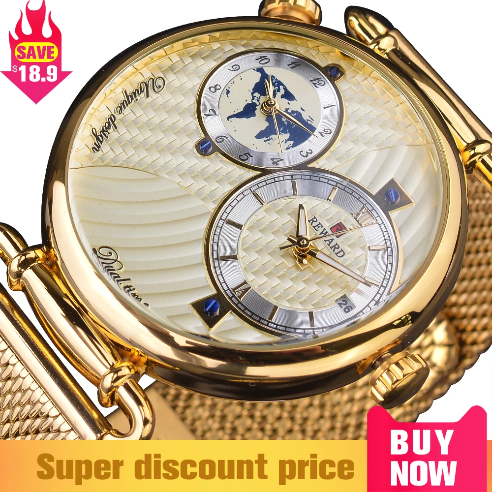 

Men Watches New Luxury Top Brand REWARD Gold Watch for Business Quartz Waterproof Wristwatch with Gift Box Montre Homme