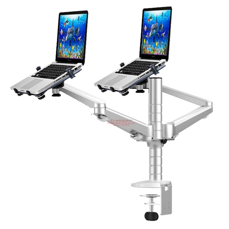 Base de suporte para mesa com dois braços duplos, suporte de mesa multifuncional de alumínio, com braços duplos, 10 polegadas e 15 polegadas, 65mm