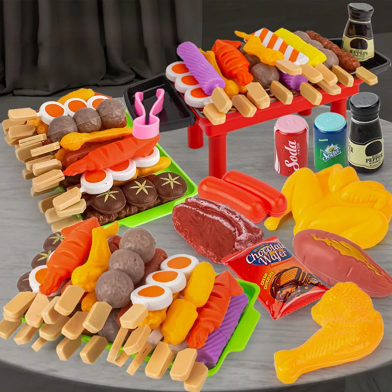 Kids Barbecue Food Set Kitchen Pretend Play Cooking Toys Girl Early Education Outdoor BBQ Parents-Child Interactive Toy