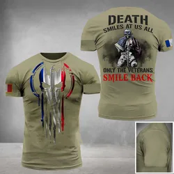 Camiseta de ARMY-VETERANT para hombre, camisa con estampado 3D de soldado francés, Comando de camuflaje, top de verano, 2021