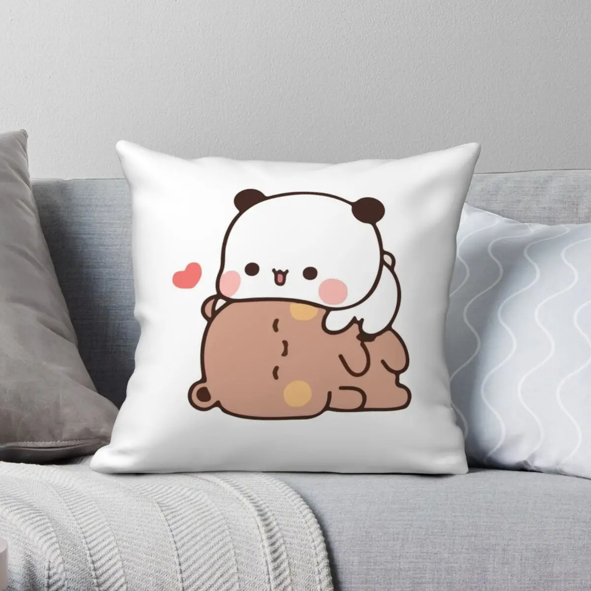 

Cute Panda Bear Hug Square Pillowcase Polyester Linen Velvet Creative Zip Decor Pillow Case Sofa Seater Cushion Cover