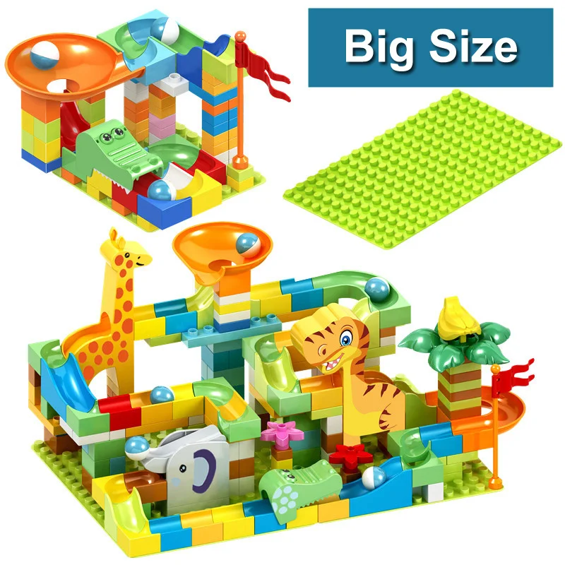 200PCS Marble Race Run Big Block DIY Construction Building Blocks Funnel Slide Assembly Bricks Educational Toys For Children