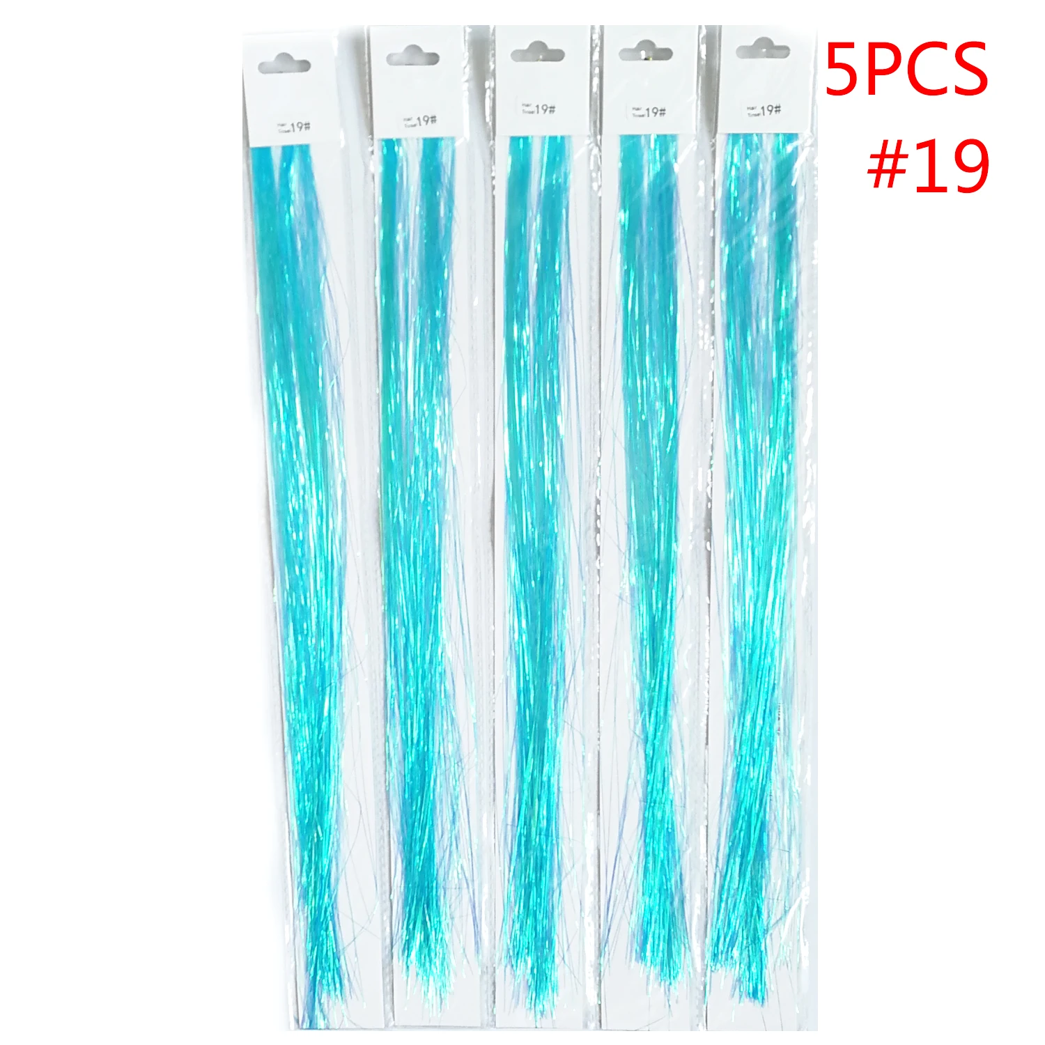 5Packs Headdress Synthetic Holographic Hair Tinsel Bing Extensions Colorful Laser Silk Glitter Hair Hippie For Braiding Tool