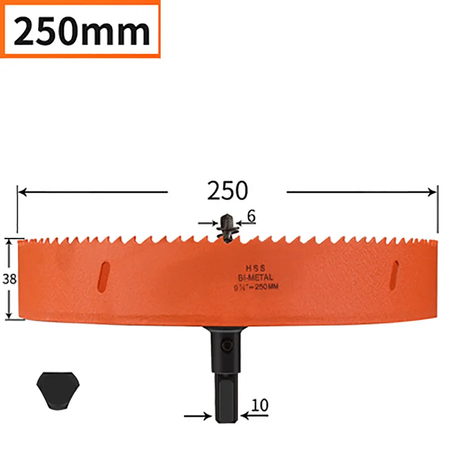1PCS Bi Metal Hole Saw 16-250Mm HSS Drill Bit Arbor Pilot Kayu Logam Plasitc Cutter