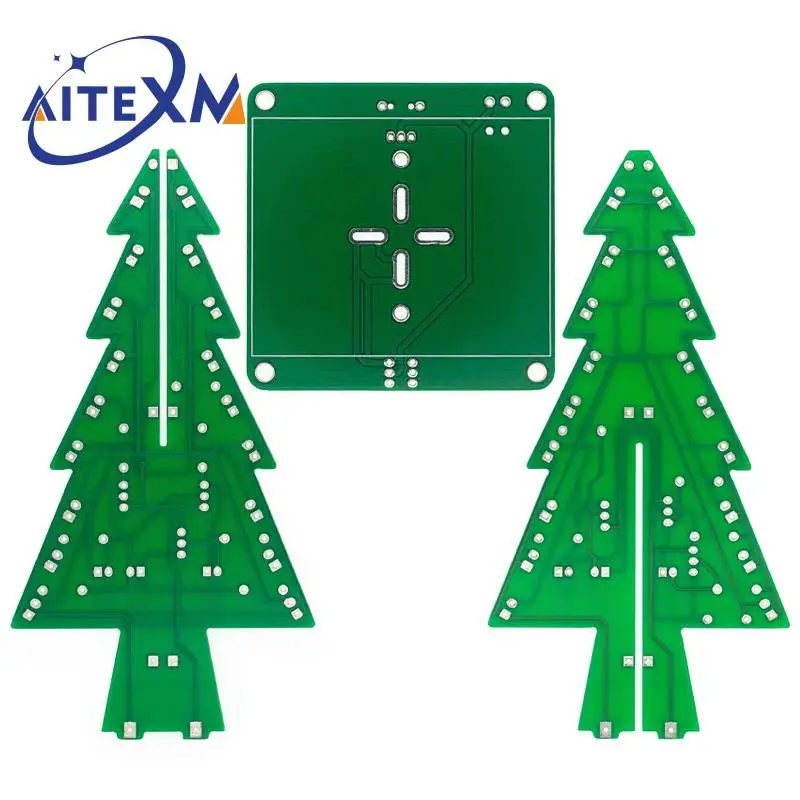 Three-Dimensional 3D Christmas Tree LED DIY Kit Red/Green/Yellow LED Flash Circuit Kit Electronic Fun Suite