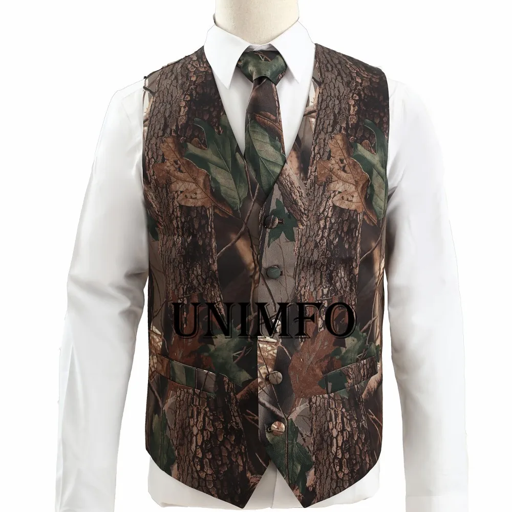 

Camo Groom Vests Country Single Breasted Wedding Party for Men Attire Groomsmen Prom Waistcoat Hunter