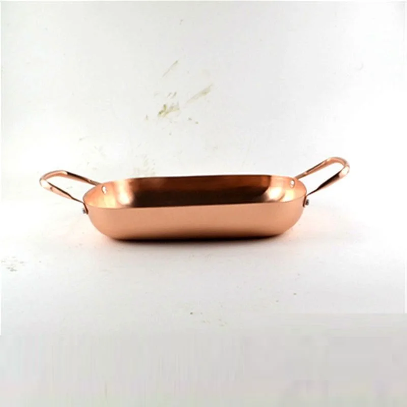 

Thickened copper soup pot hot pot household brass pot double handle rectangular Gas cooker