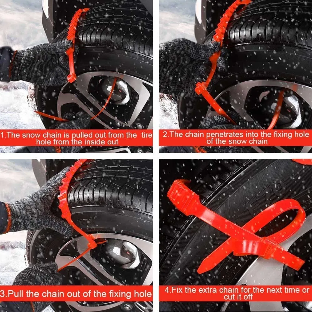 10Pcs Car Winter Tire Wheels Snow Chains Snow Tire Anti-skid Chains Wheel Tyre Cable Belt Winter Outdoor Emergency Chain STC01