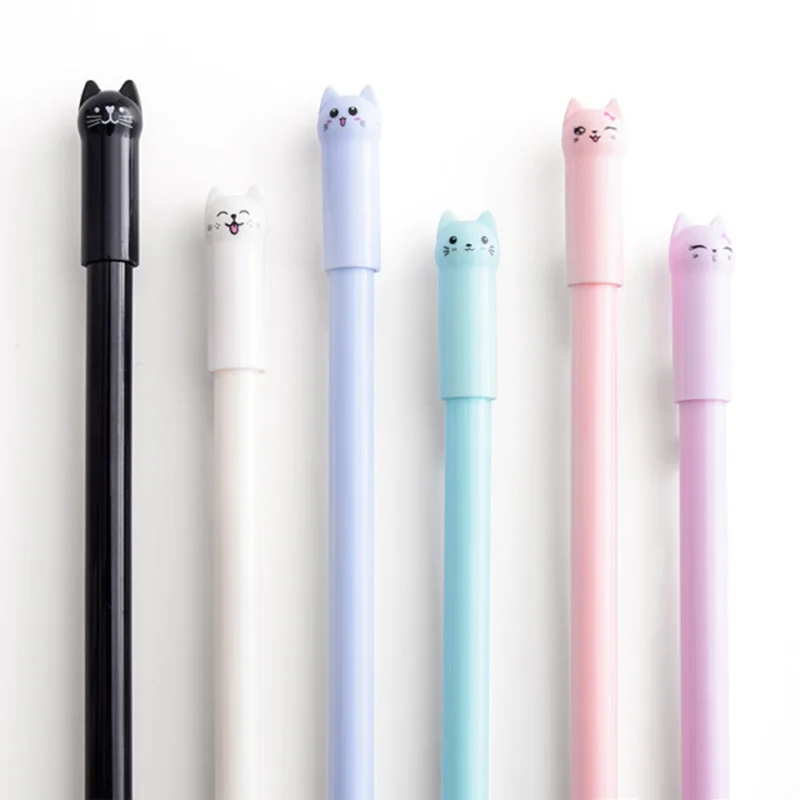 

6PCS/set Cat Gel Pen Kawaii Creative Cute Neutral Ink Pen Children Students School Office Writing Supplies Stationery