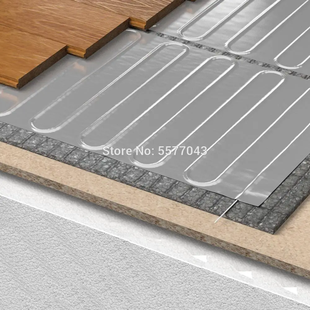 Kit de calefacción de papel de aluminio eléctrico para suelo radiante, alfombrilla para dormitorio principal laminado de bambú de madera, 12 m2, con