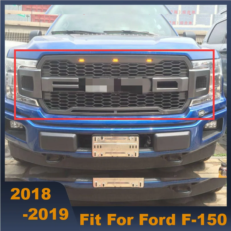 ABS Black Middle Grille Racing Grills Front Bumper Grill With Amber Lights Two Colors Available For Ford F-150 2018 2019