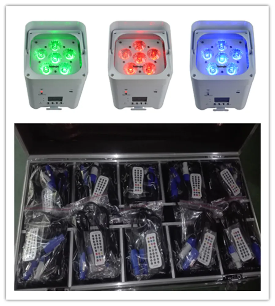 20pcs 6x18W RGBWA+UV 6in1 Hex LED Battery Powered Wireless DMX512 led dmx slim par light With Charging Flight Case