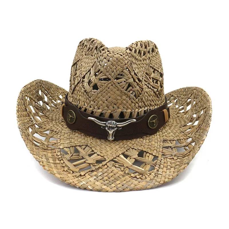 2020 New Fashion Summer Sun Cowboy Hat Hand-crafted Panama Beach Wide Brim Cap for Men Women Straw Hats