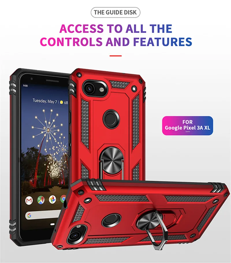 

For Google Pixel 3a XL Case Armor Rugged Military Car Holder Ring Cover For Google Pixel 3A / Google Pixel 3A XL Coque Funda