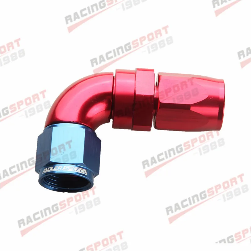 

Full Flow Swivel Hose End Fitting 90 Degree 8 AN AN8 8AN Red/Blue