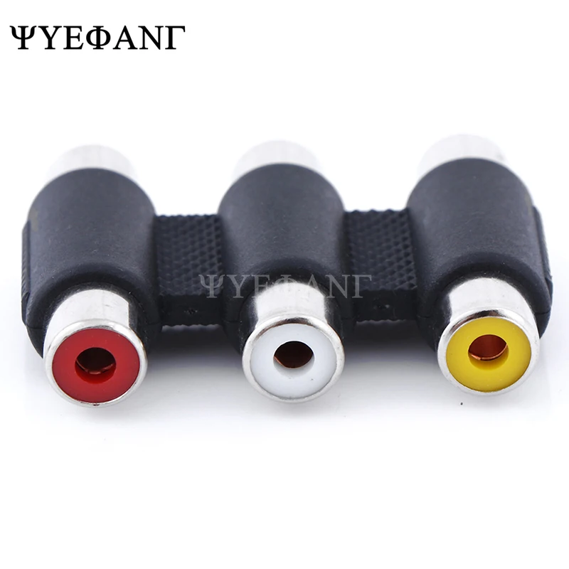 1 Pcs Multi-Functionele Audio Video Connector 3 Rca Av Coupler Mini 3RCA Vrouwelijke Aan Vrouwelijke Adapter Socket Extension converter