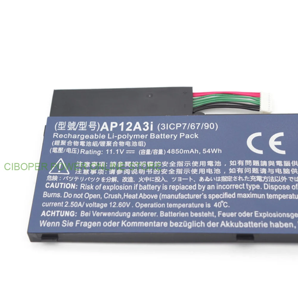 CP New Laptop Battery AP12A4i AP12A3i 11.1V/4850mAh/54WH For Aspire Timeline Ultra M3 M5 M3-581TG M3-481TG M5-481TG M5-581TG