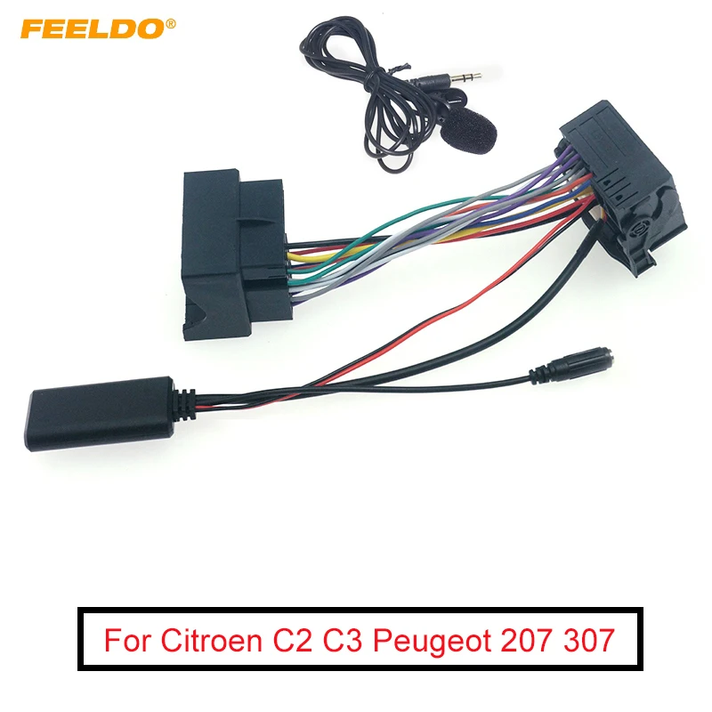 FEELDO Car Bluetooth Module AUX-in Audio MP3 Music Adapter 16Pin Stereo Wire Harness For Citroen C2 C3 Peugeot 207 307