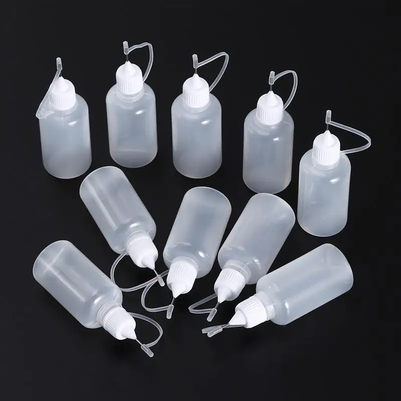 

10Pcs Quilling Fine Tip Pill Bottle 30ML Translucent Plastic Squeezable Tip Applicator Bottles Refillable Dropper