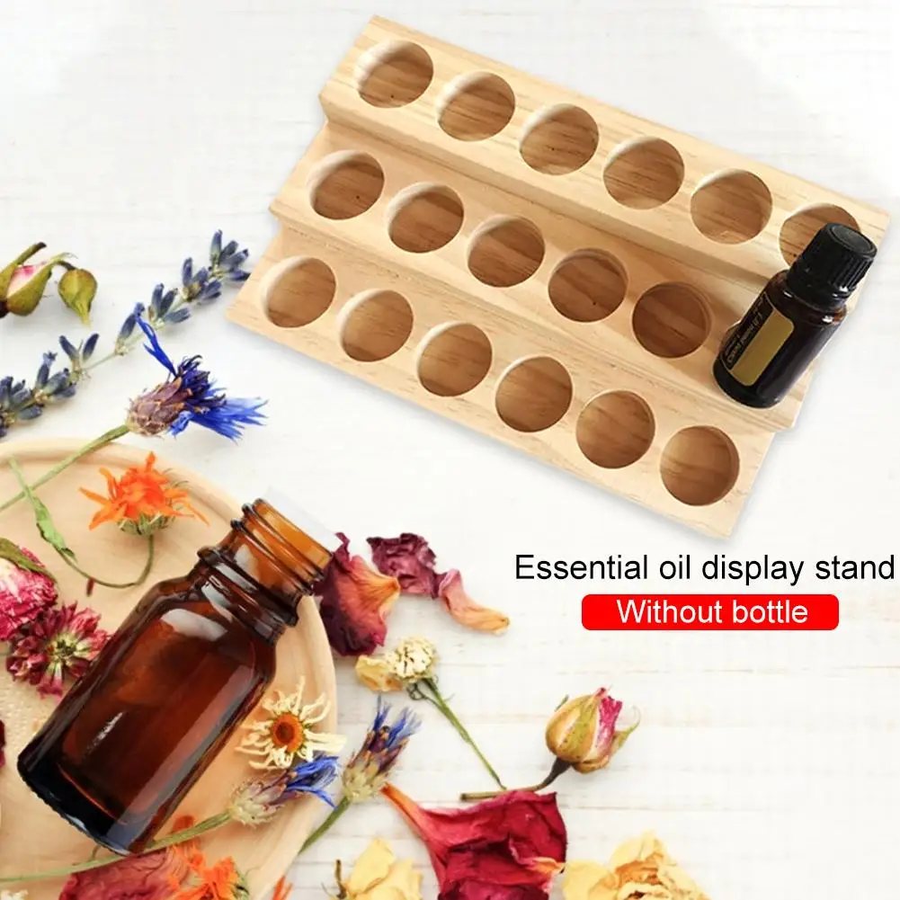 3 Layers 18 Grid Wood Essential Oil Display Rack Wooden Exquisite Stands Shelf Portable Essential Oil Storage Rack