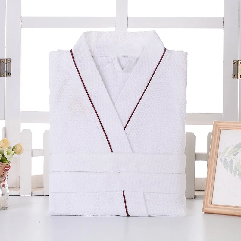 

Waffle Cotton Bathrobe Men Summer Women Nightgoen Sleepwear Ladies Blanket Towel Fleece Lovers Long Soft Robe Spring