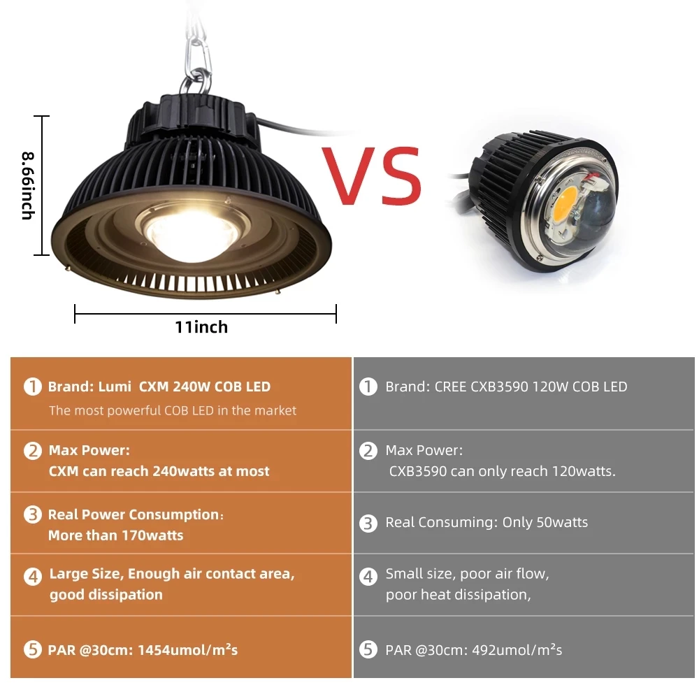 Imagem -05 - Cob Led Grow Light Espectro Completo 285w 3500k Lumens Cxm32 Led Plant Growing Lâmpada para Estufa Interior Hidroponia Plantas Crescimento