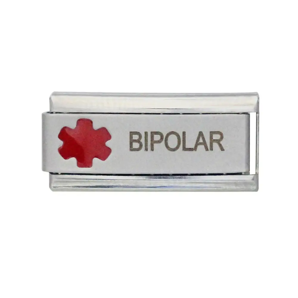 BIPOLAR Itallian super link Emergency patient disease medical alert awareness Italian charm bracelet Fit Zoppini Dropship