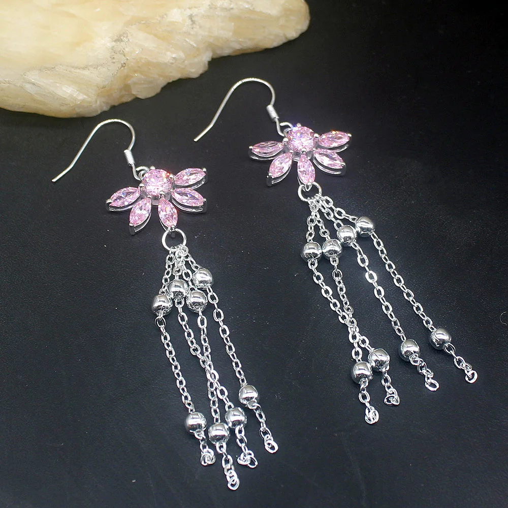 Gemstonefactory Big Promotion Single Unique 925 Silver Pretty Pink Kunzite Women Ladies Gift Dangle Drop Earrings 20213702