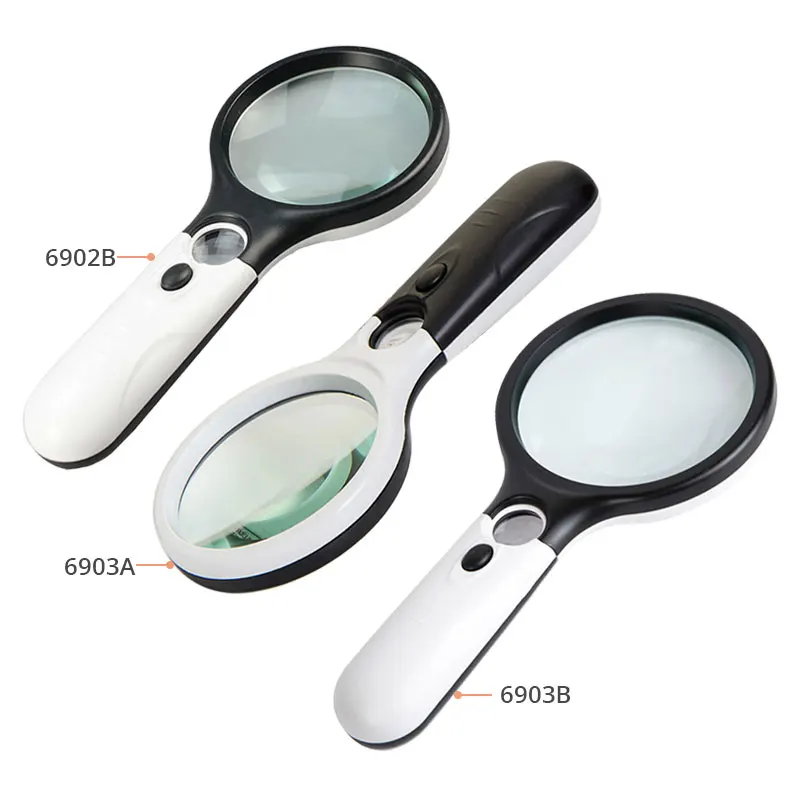 3X 45X Magnifying Glass Handheld Reading Illuminated Magnifier With 3 LED Light Seniors loupe Jewelry Repair Tool