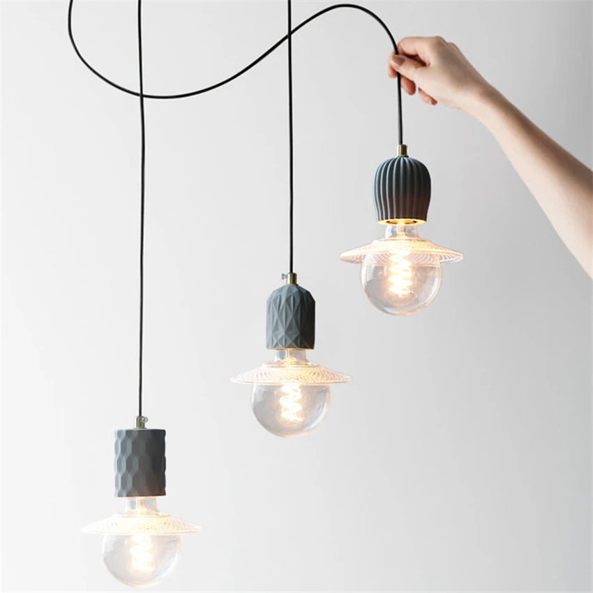 

Nordic vintage cement single pendant lights industrial restaurant bar lamps bedroom living room window hanging lights lighting