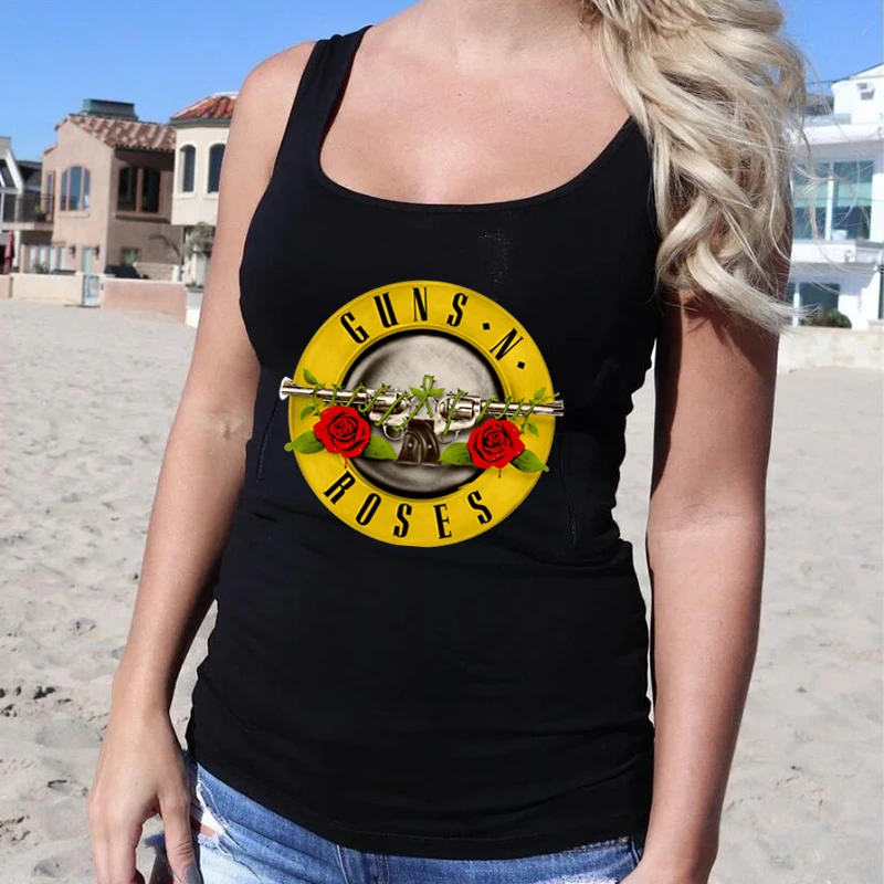 GUNS N\' ROSES Women Tank Top Puck Rock Style Summer Sleeveless Shirt Causal Vest Off Shoulder loose Top Clothing Drop Shipping